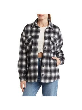THREAD & Supply BNWOT women black white plaid shirt jacket sz Small button up